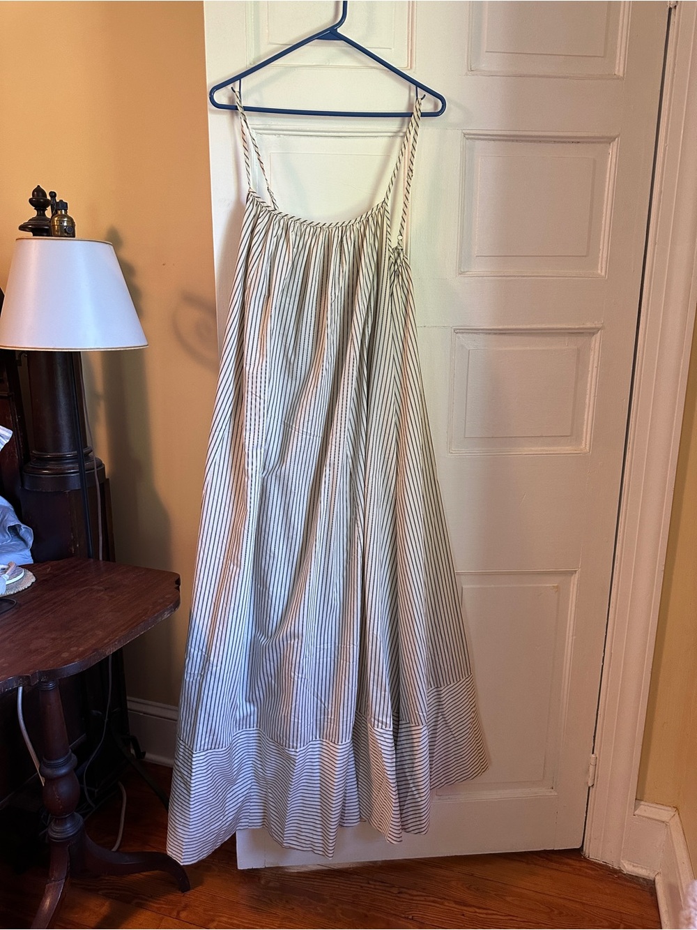 DISSH Striped Sleeveless Maxi Dress in White and Navy